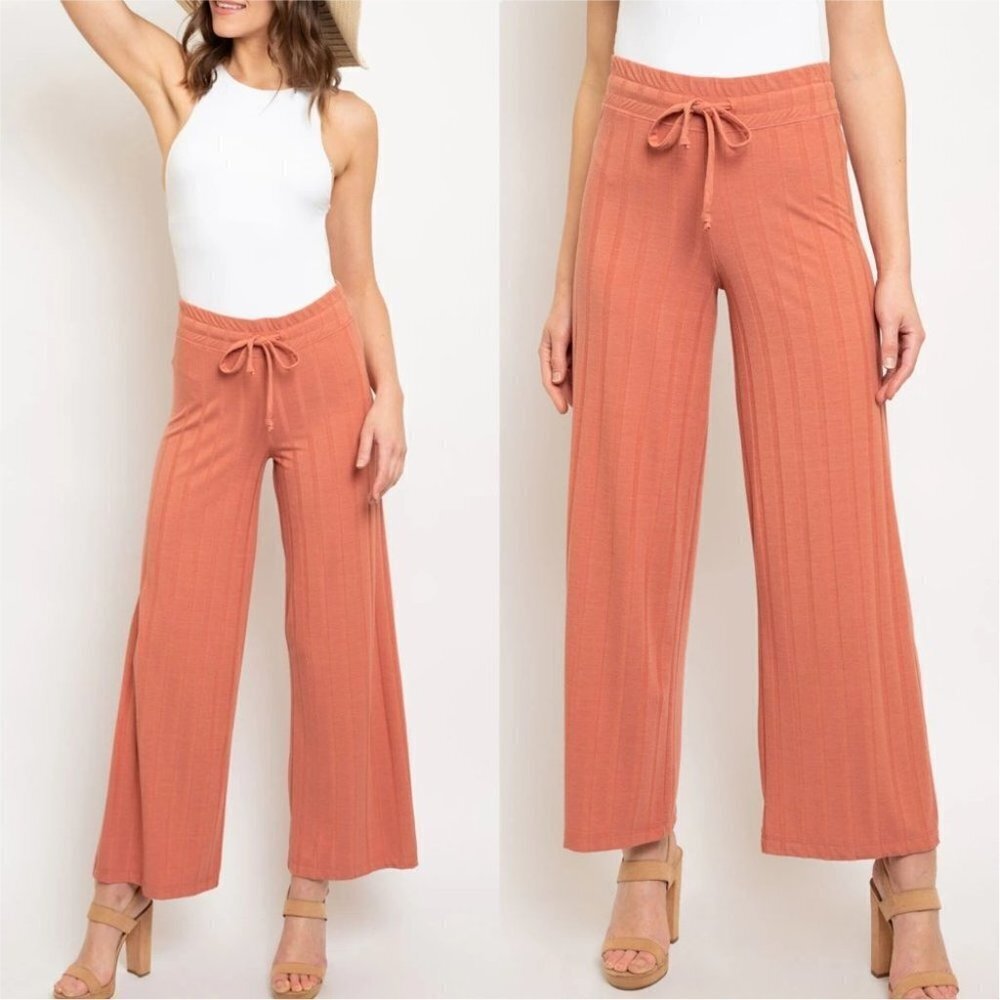 CHEERFUL AND COMFY CASUAL WIDE LEGGED PANTS
